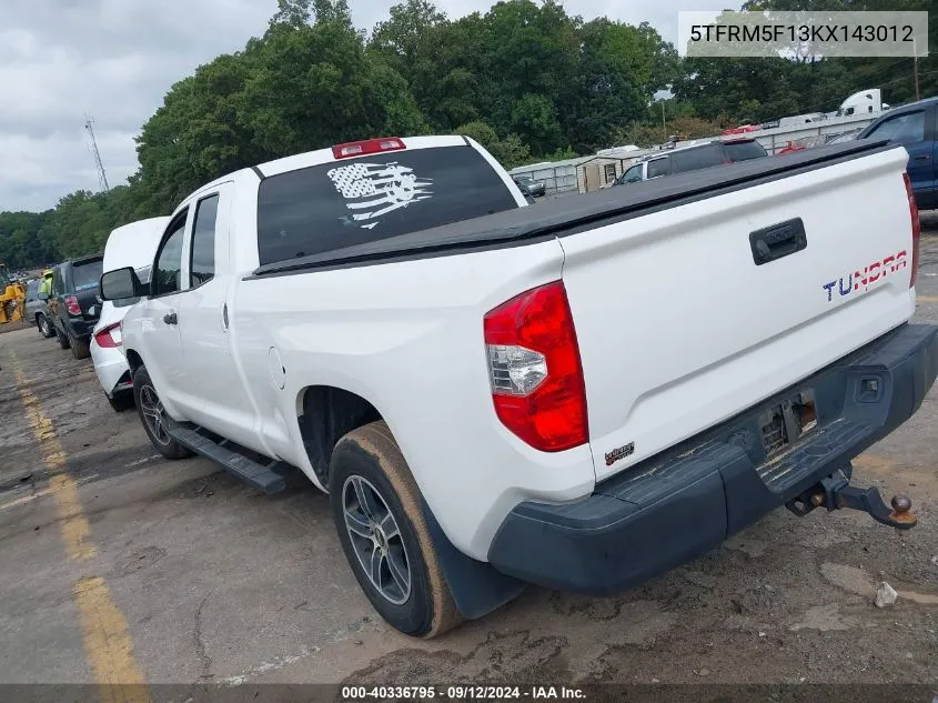 2019 Toyota Tundra Sr 4.6L V8 VIN: 5TFRM5F13KX143012 Lot: 40336795