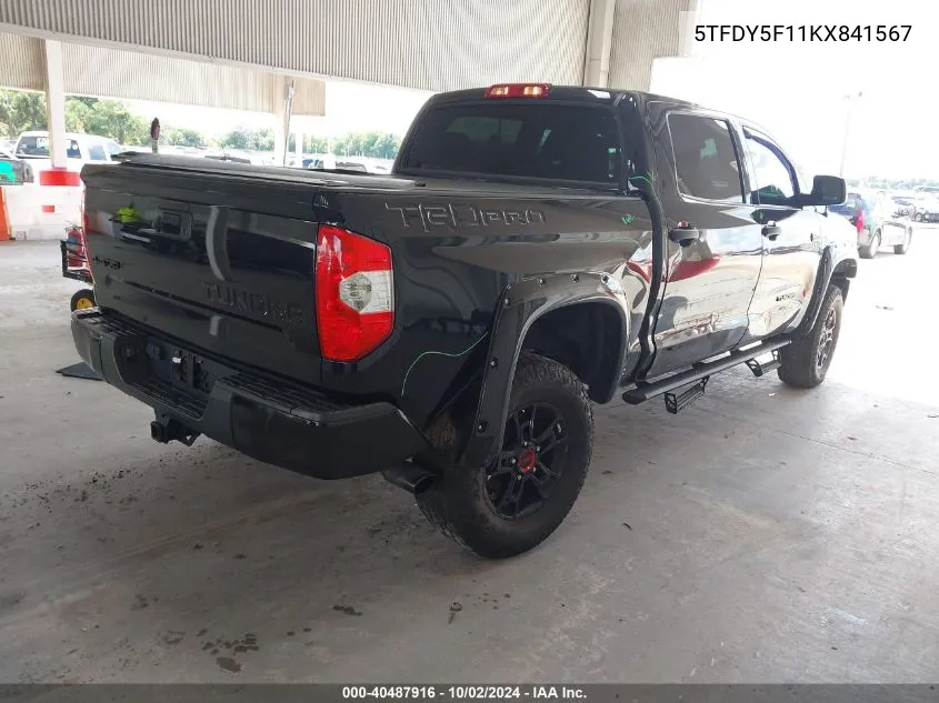 2019 Toyota Tundra Trd Pro 5.7L V8 VIN: 5TFDY5F11KX841567 Lot: 40487916