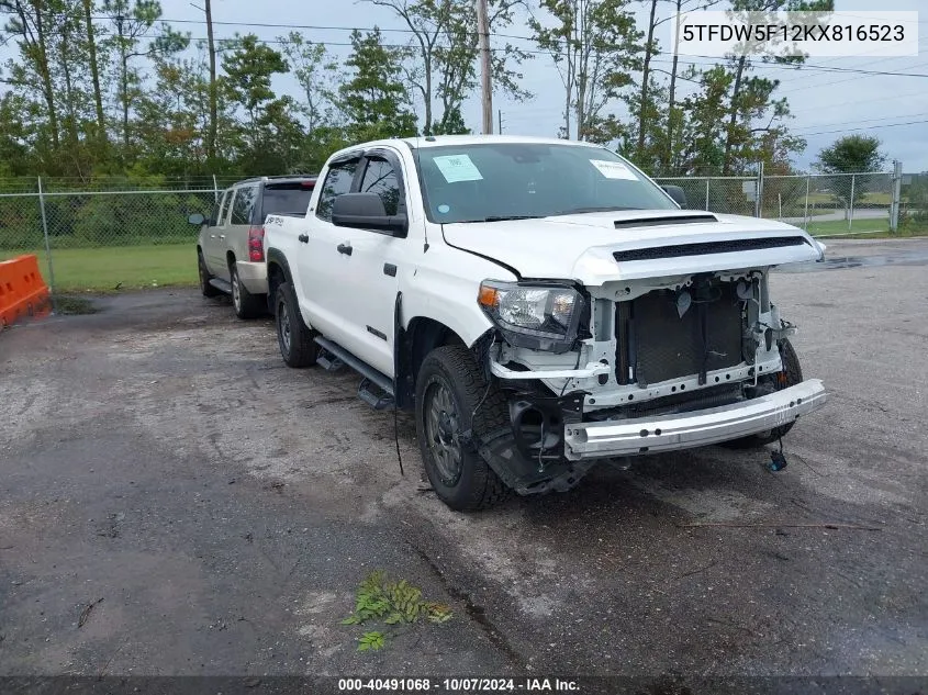 2019 Toyota Tundra Sr5 5.7L V8 VIN: 5TFDW5F12KX816523 Lot: 40491068