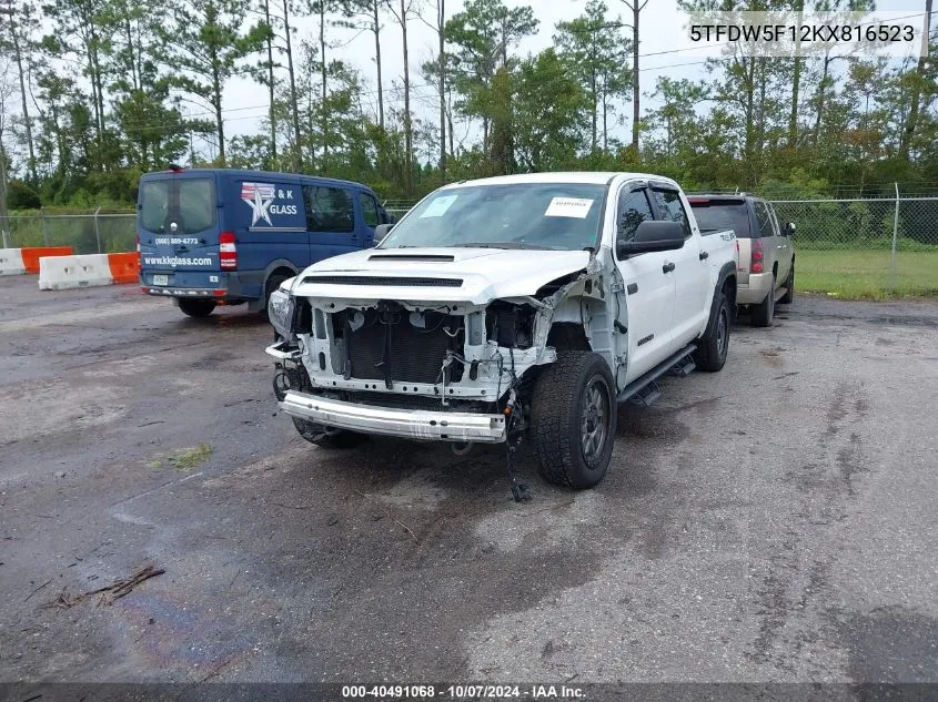 2019 Toyota Tundra Sr5 5.7L V8 VIN: 5TFDW5F12KX816523 Lot: 40491068