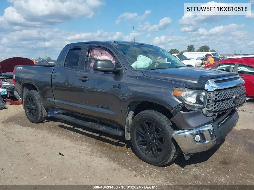 2019 Toyota Tundra Sr5 5.7L V8 VIN: 5TFUW5F11KX810518 Lot: 40491468