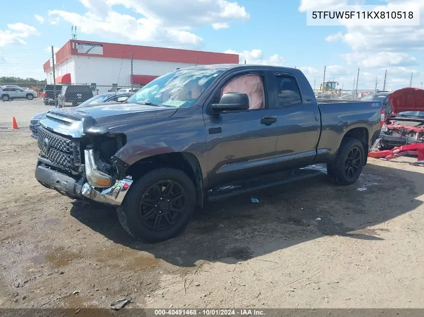 2019 Toyota Tundra Sr5 5.7L V8 VIN: 5TFUW5F11KX810518 Lot: 40491468