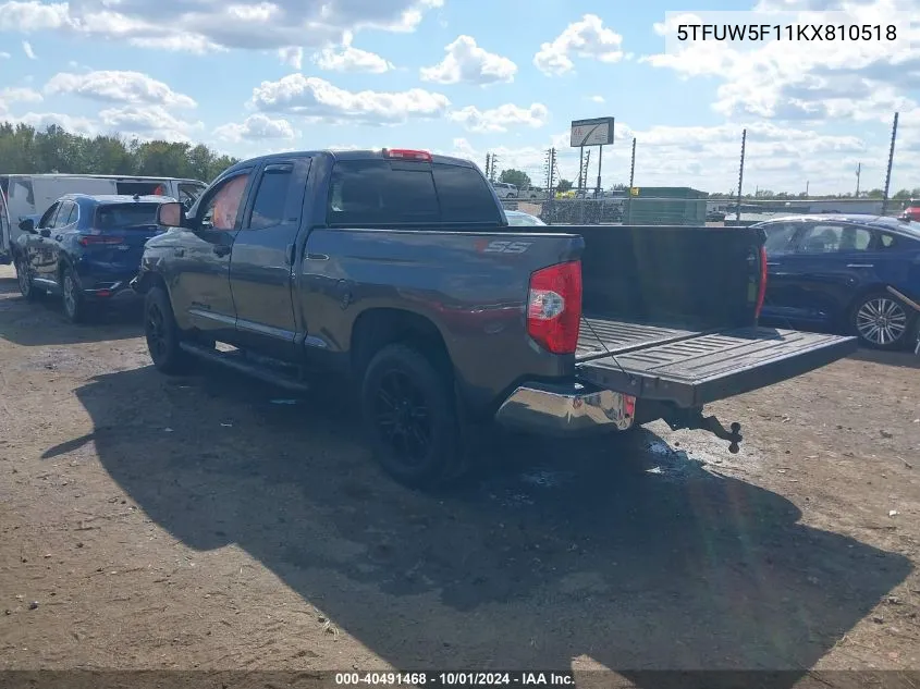 2019 Toyota Tundra Sr5 5.7L V8 VIN: 5TFUW5F11KX810518 Lot: 40491468