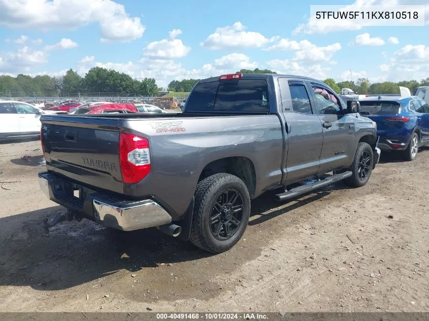 2019 Toyota Tundra Sr5 5.7L V8 VIN: 5TFUW5F11KX810518 Lot: 40491468