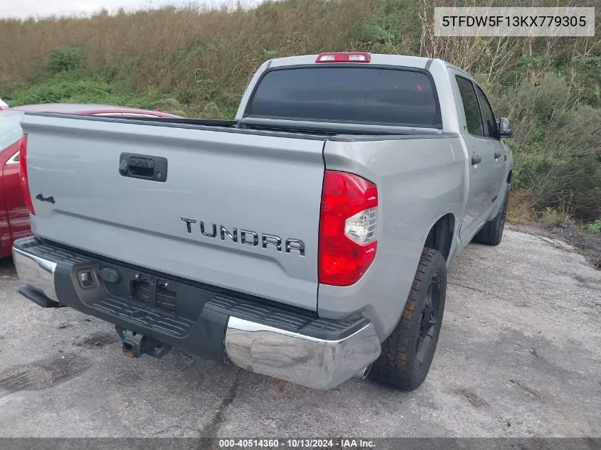 2019 Toyota Tundra Sr5 5.7L V8 VIN: 5TFDW5F13KX779305 Lot: 40514360