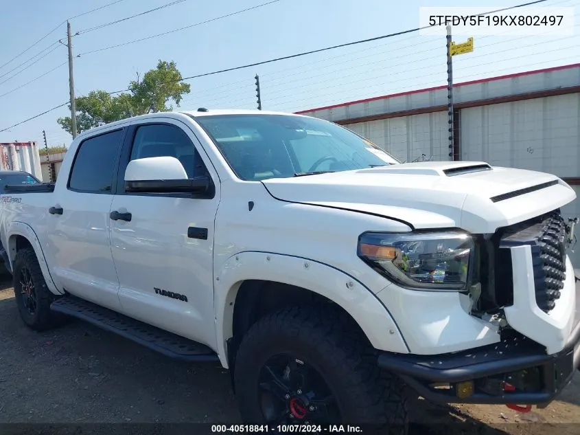 5TFDY5F19KX802497 2019 Toyota Tundra Trd Pro 5.7L V8