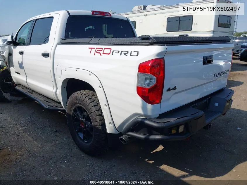 5TFDY5F19KX802497 2019 Toyota Tundra Trd Pro 5.7L V8