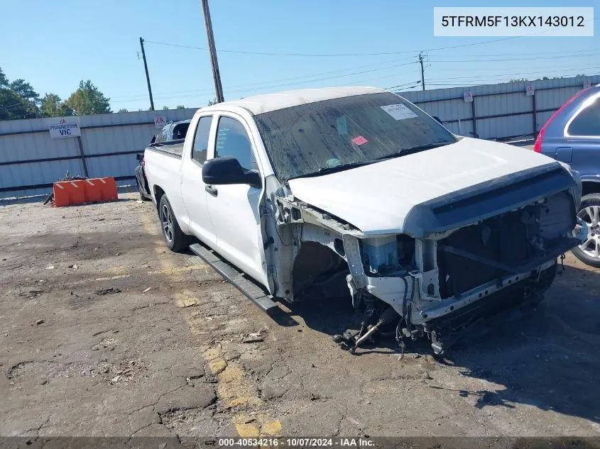 2019 Toyota Tundra Sr 4.6L V8 VIN: 5TFRM5F13KX143012 Lot: 40534216