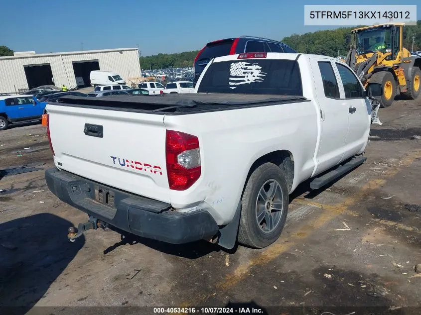 5TFRM5F13KX143012 2019 Toyota Tundra Sr 4.6L V8