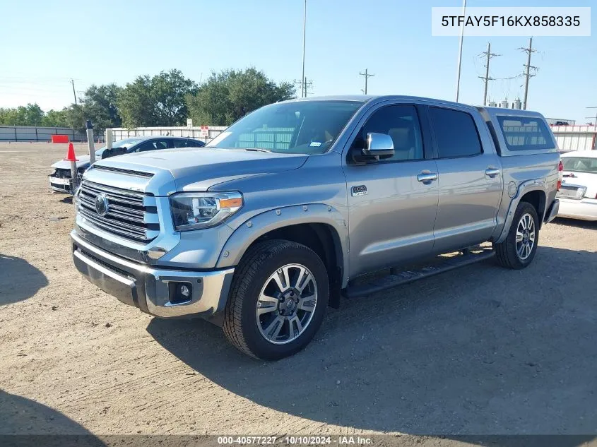 2019 Toyota Tundra 1794 5.7L V8 VIN: 5TFAY5F16KX858335 Lot: 40577227