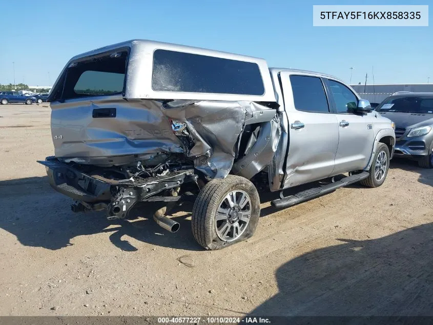 2019 Toyota Tundra 1794 5.7L V8 VIN: 5TFAY5F16KX858335 Lot: 40577227