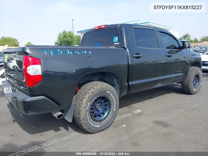 5TFDY5F11KX815227 2019 Toyota Tundra Trd Pro 5.7L V8