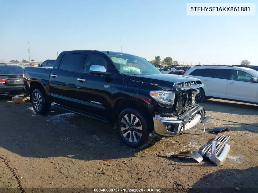 2019 Toyota Tundra Limited 5.7L V8 VIN: 5TFHY5F16KX861881 Lot: 40608737