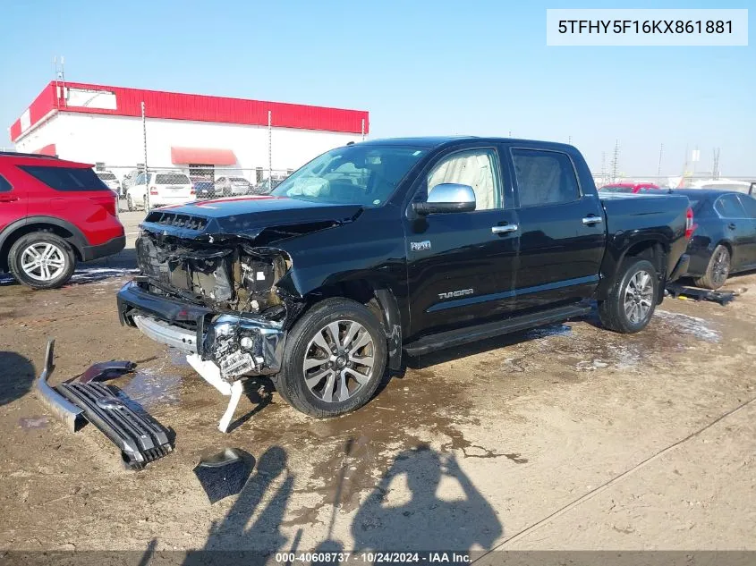 2019 Toyota Tundra Limited 5.7L V8 VIN: 5TFHY5F16KX861881 Lot: 40608737