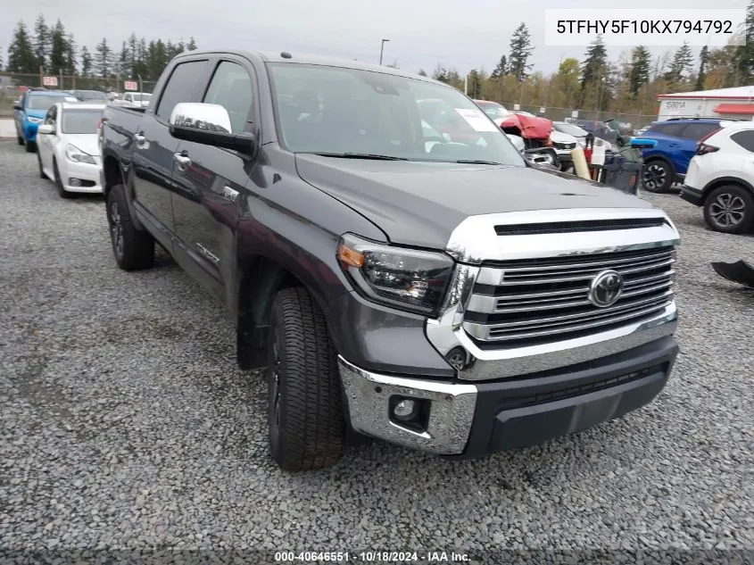 5TFHY5F10KX794792 2019 Toyota Tundra Limited 5.7L V8