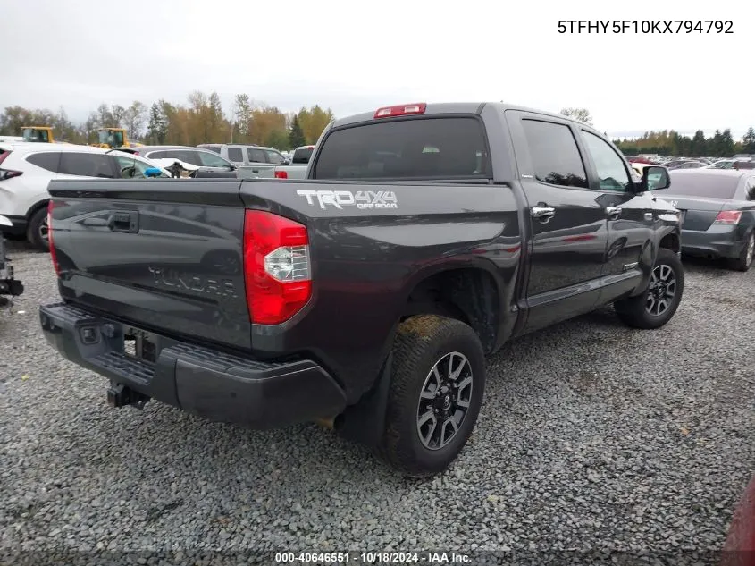 5TFHY5F10KX794792 2019 Toyota Tundra Limited 5.7L V8