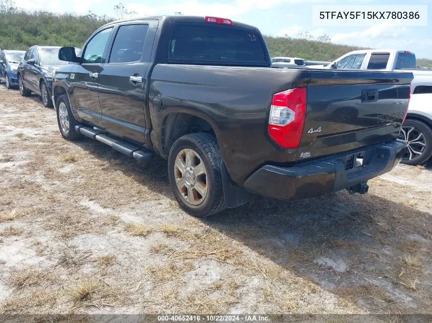 2019 Toyota Tundra 1794 5.7L V8 VIN: 5TFAY5F15KX780386 Lot: 40652416