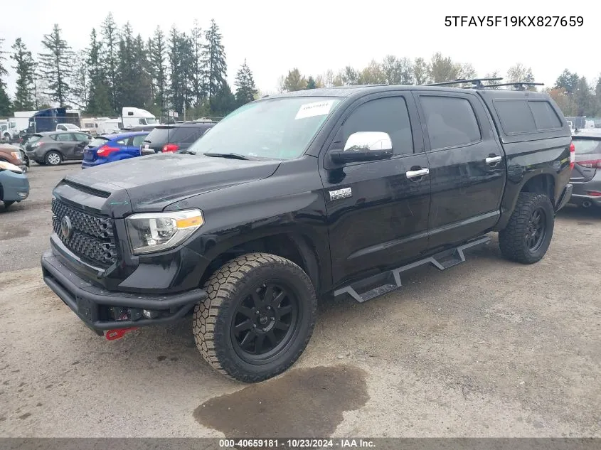 5TFAY5F19KX827659 2019 Toyota Tundra Platinum 5.7L V8