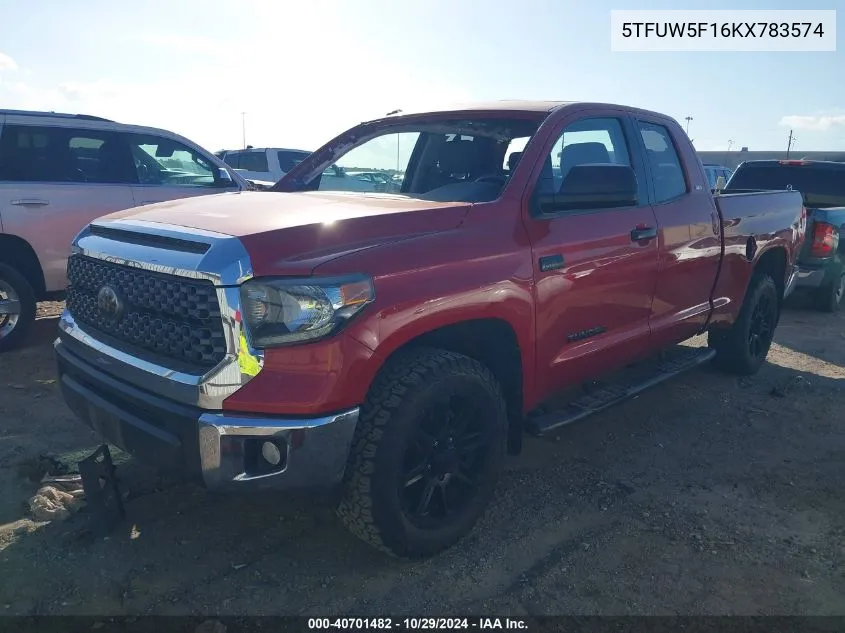 2019 Toyota Tundra Sr5 5.7L V8 VIN: 5TFUW5F16KX783574 Lot: 40701482