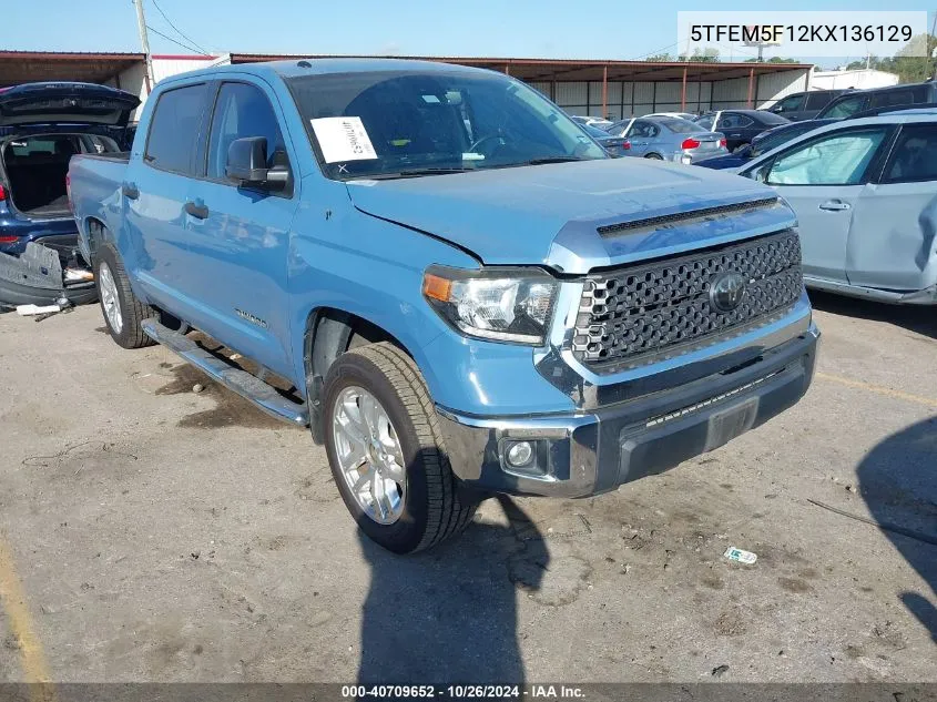 2019 Toyota Tundra Sr5 4.6L V8 VIN: 5TFEM5F12KX136129 Lot: 40709652