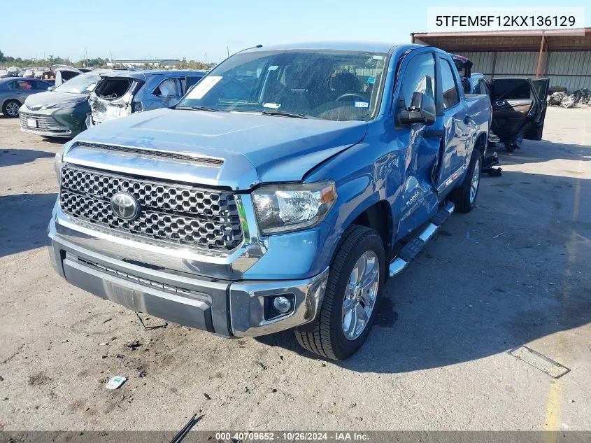 2019 Toyota Tundra Sr5 4.6L V8 VIN: 5TFEM5F12KX136129 Lot: 40709652