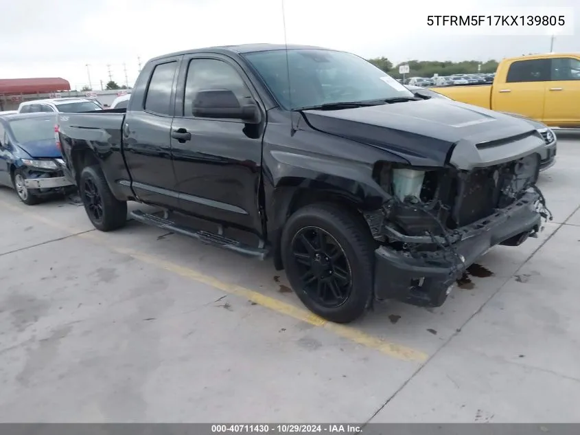 2019 Toyota Tundra Sr 4.6L V8 VIN: 5TFRM5F17KX139805 Lot: 40711430