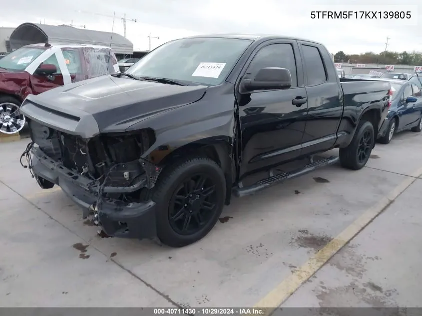 2019 Toyota Tundra Sr 4.6L V8 VIN: 5TFRM5F17KX139805 Lot: 40711430