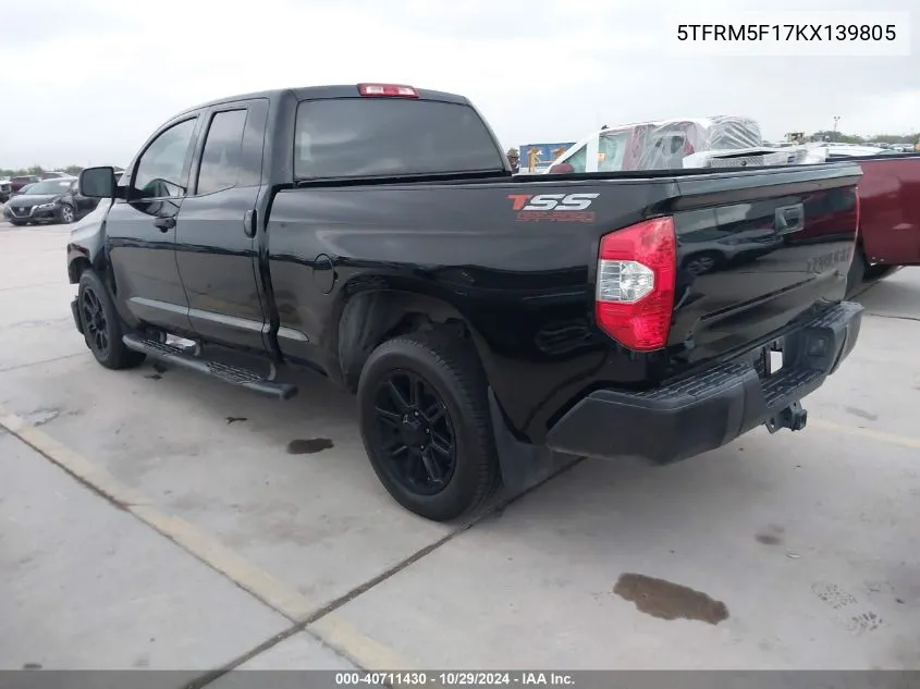 2019 Toyota Tundra Sr 4.6L V8 VIN: 5TFRM5F17KX139805 Lot: 40711430