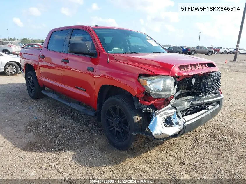 2019 Toyota Tundra Sr5 5.7L V8 VIN: 5TFDW5F18KX846514 Lot: 40720099