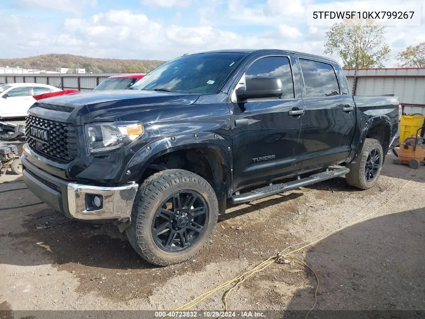 2019 Toyota Tundra Sr5 5.7L V8 VIN: 5TFDW5F10KX799267 Lot: 40723832