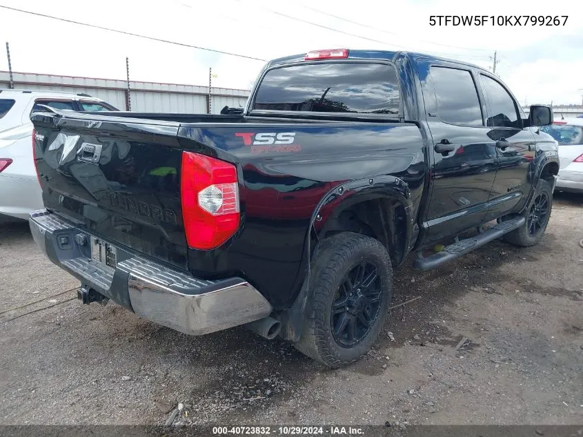 2019 Toyota Tundra Sr5 5.7L V8 VIN: 5TFDW5F10KX799267 Lot: 40723832