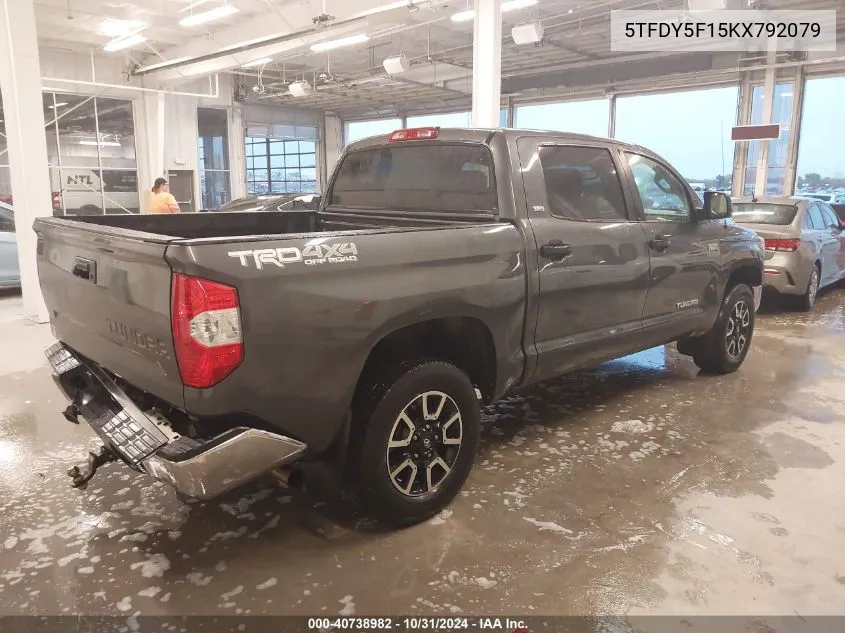 2019 Toyota Tundra Sr5 5.7L V8 VIN: 5TFDY5F15KX792079 Lot: 40738982