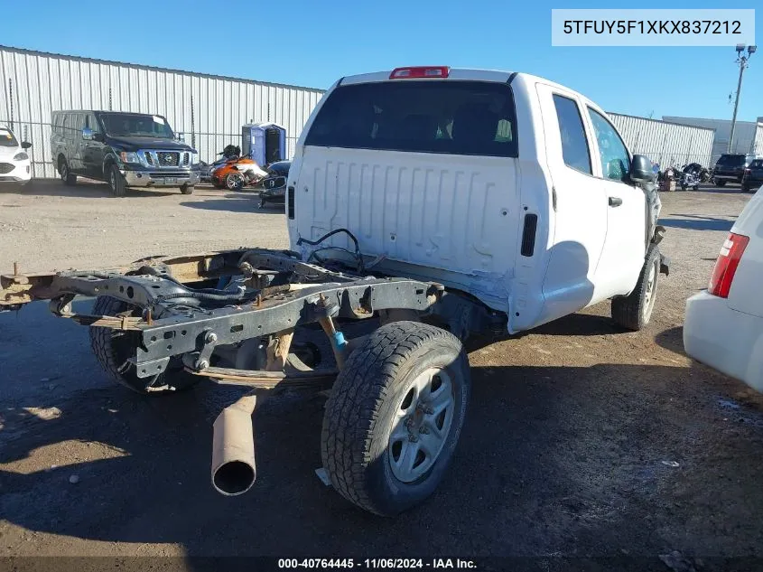 2019 Toyota Tundra Sr 5.7L V8 VIN: 5TFUY5F1XKX837212 Lot: 40764445