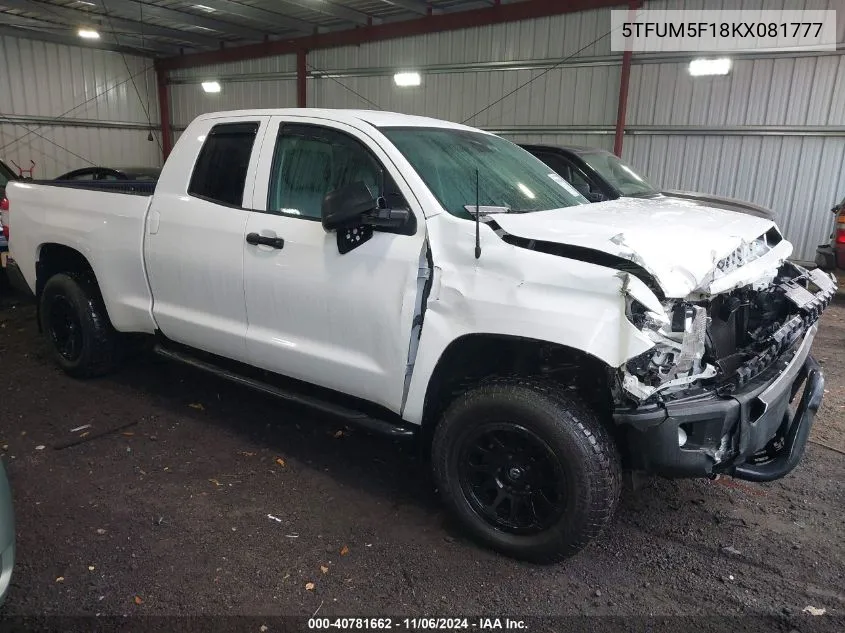 2019 Toyota Tundra Sr 4.6L V8 VIN: 5TFUM5F18KX081777 Lot: 40781662