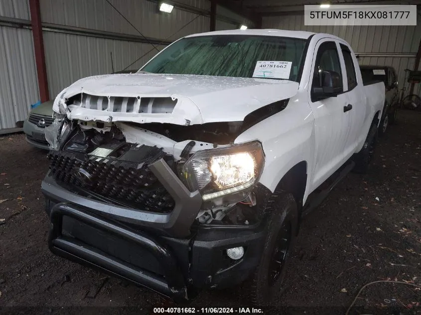 2019 Toyota Tundra Sr 4.6L V8 VIN: 5TFUM5F18KX081777 Lot: 40781662