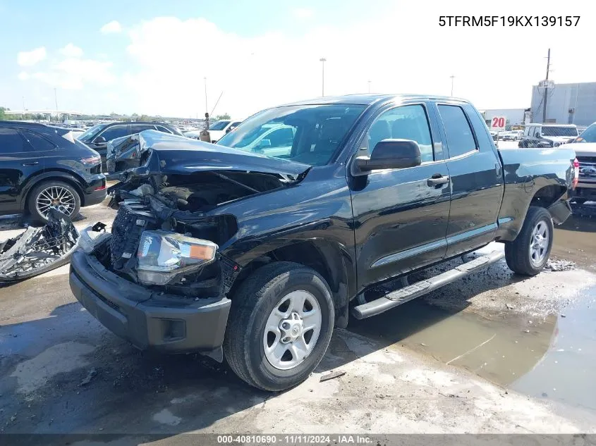 2019 Toyota Tundra Sr 4.6L V8 VIN: 5TFRM5F19KX139157 Lot: 40810690