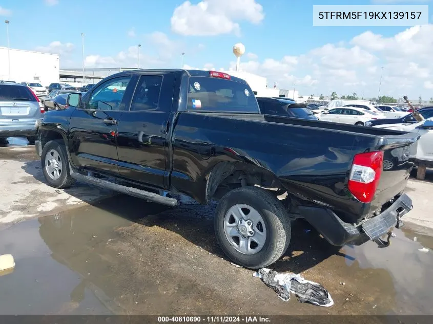 2019 Toyota Tundra Sr 4.6L V8 VIN: 5TFRM5F19KX139157 Lot: 40810690