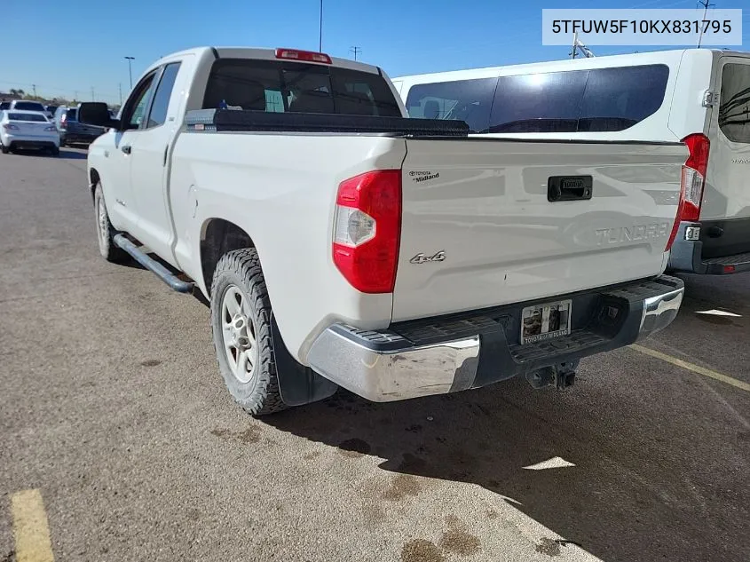 2019 Toyota Tundra Double Cab Sr/Double Cab Sr5 VIN: 5TFUW5F10KX831795 Lot: 40815572