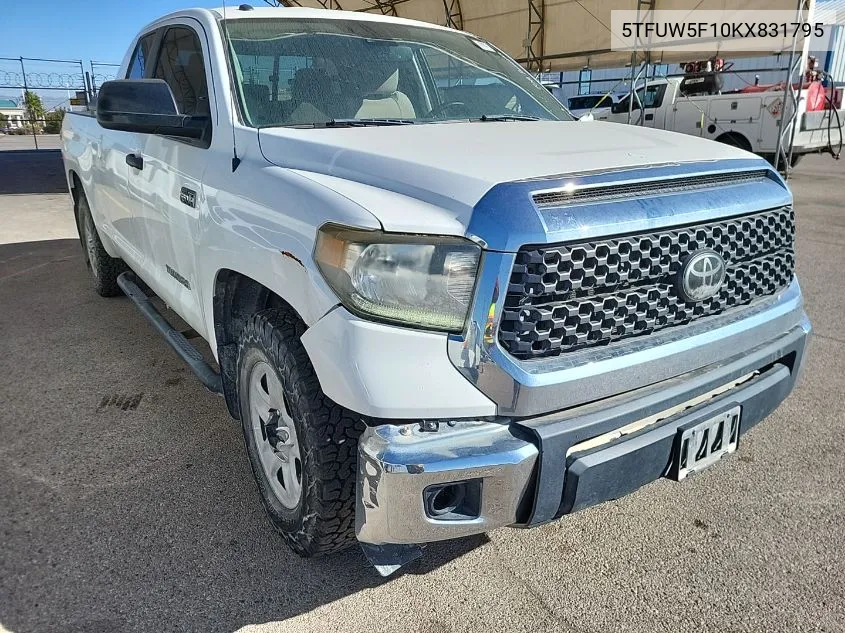 2019 Toyota Tundra Double Cab Sr/Double Cab Sr5 VIN: 5TFUW5F10KX831795 Lot: 40815572