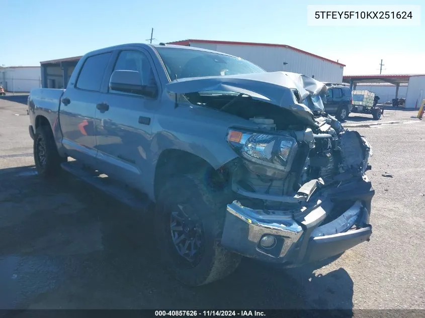 2019 Toyota Tundra Sr5 5.7L V8 VIN: 5TFEY5F10KX251624 Lot: 40857626