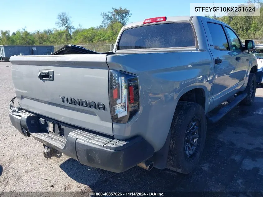 2019 Toyota Tundra Sr5 5.7L V8 VIN: 5TFEY5F10KX251624 Lot: 40857626