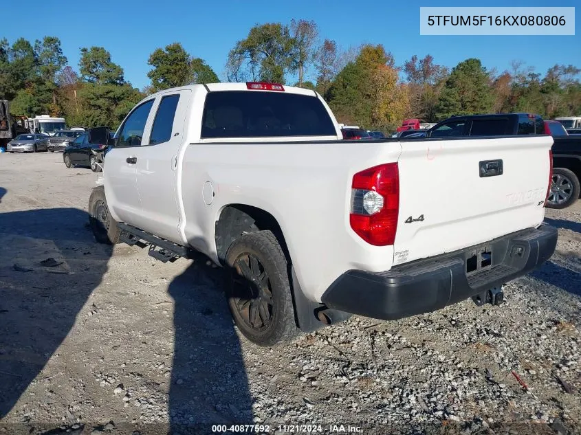 2019 Toyota Tundra Sr 4.6L V8 VIN: 5TFUM5F16KX080806 Lot: 40877592