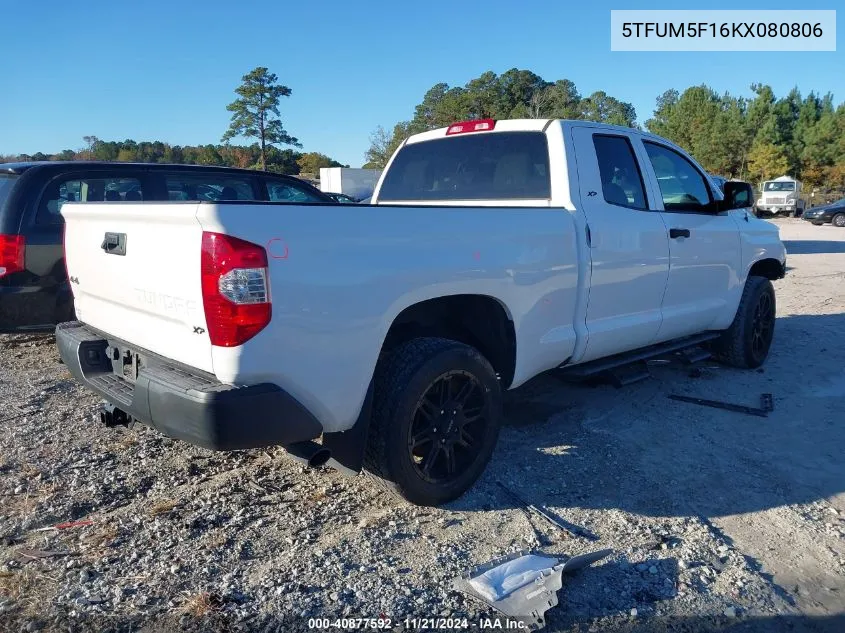 2019 Toyota Tundra Sr 4.6L V8 VIN: 5TFUM5F16KX080806 Lot: 40877592