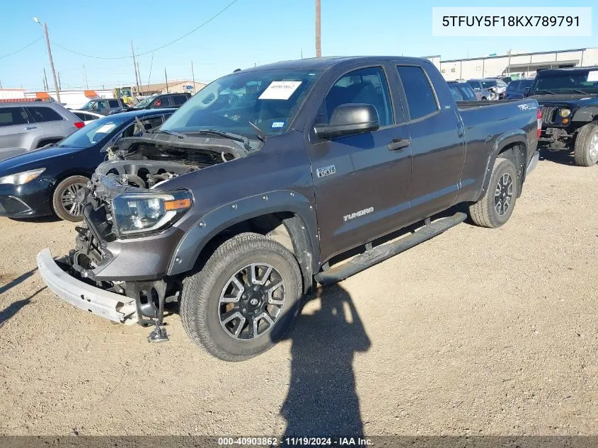 2019 Toyota Tundra Sr5 5.7L V8 VIN: 5TFUY5F18KX789791 Lot: 40903862