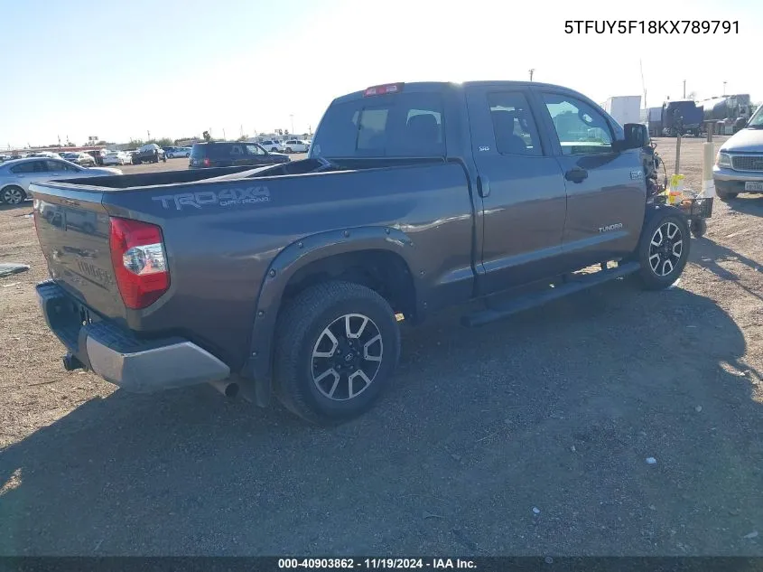 2019 Toyota Tundra Sr5 5.7L V8 VIN: 5TFUY5F18KX789791 Lot: 40903862