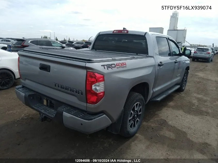 2020 Toyota Tundra Crewmax Sr5/Crewmax Trd Pro VIN: 5TFDY5F16LX939074 Lot: 12094686