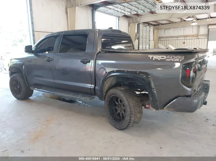 2020 Toyota Tundra Sr5 VIN: 5TFDY5F18LX874339 Lot: 40015941