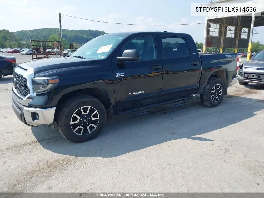 2020 Toyota Tundra Sr5 VIN: 5TFDY5F13LX914536 Lot: 40107935