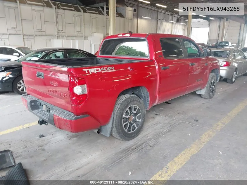 2020 Toyota Tundra Crewmax Sr5/Crewmax Trd P VIN: 5TFDY5F16LX943268 Lot: 40129111