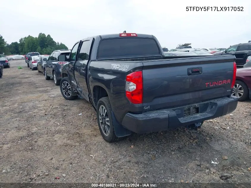 2020 Toyota Tundra Sr5 VIN: 5TFDY5F17LX917052 Lot: 40188021